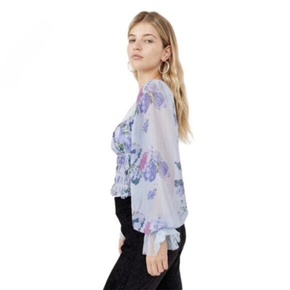 Free People Daphne Blouse Top Floral Lace‎ & Sheer Romantic - Picture 4 of 9